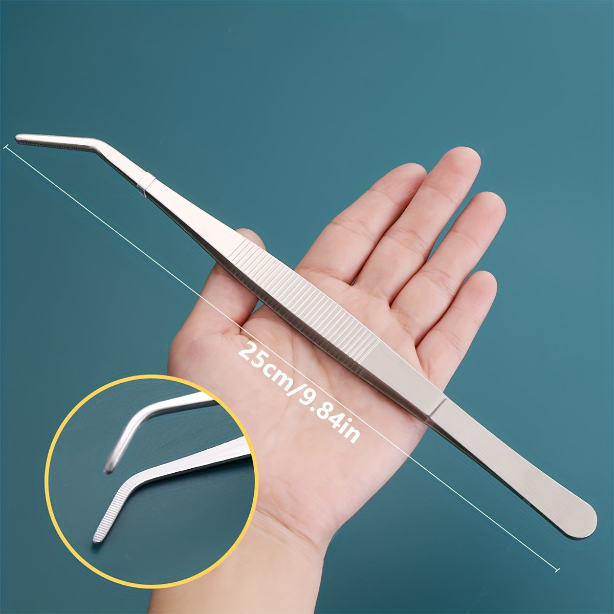 TEMU Multi-functional Stainless Steel Tweezers, Long Clip For Pet Feeding, Outdoor Bonsai, Repair, Bbq, Making, Aquarium Cleaning