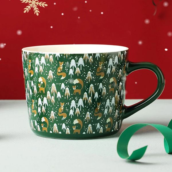 Ceramic Christmas Mugs Creative Trend Personalized Christmas Gift Coffee Cup Couple Breakfast Tea Cup Household Water Cup 240830