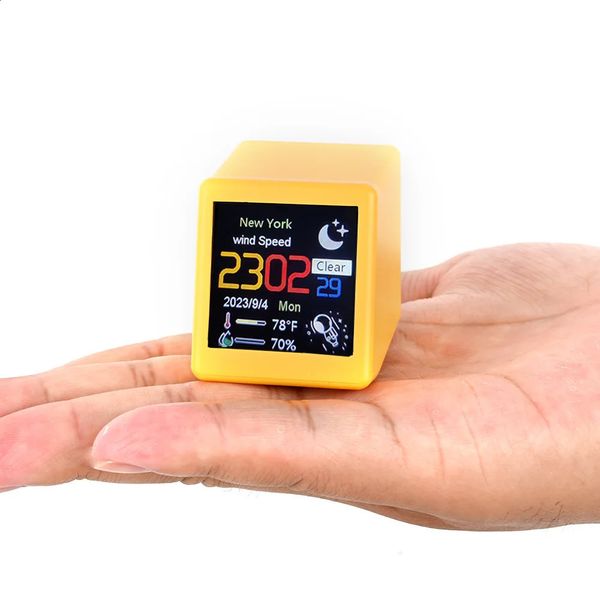 Small Portable Smart Wifi Weather Station Display Weather Temperature Humidity Time Alarm Clock Desktop Decoration 241225