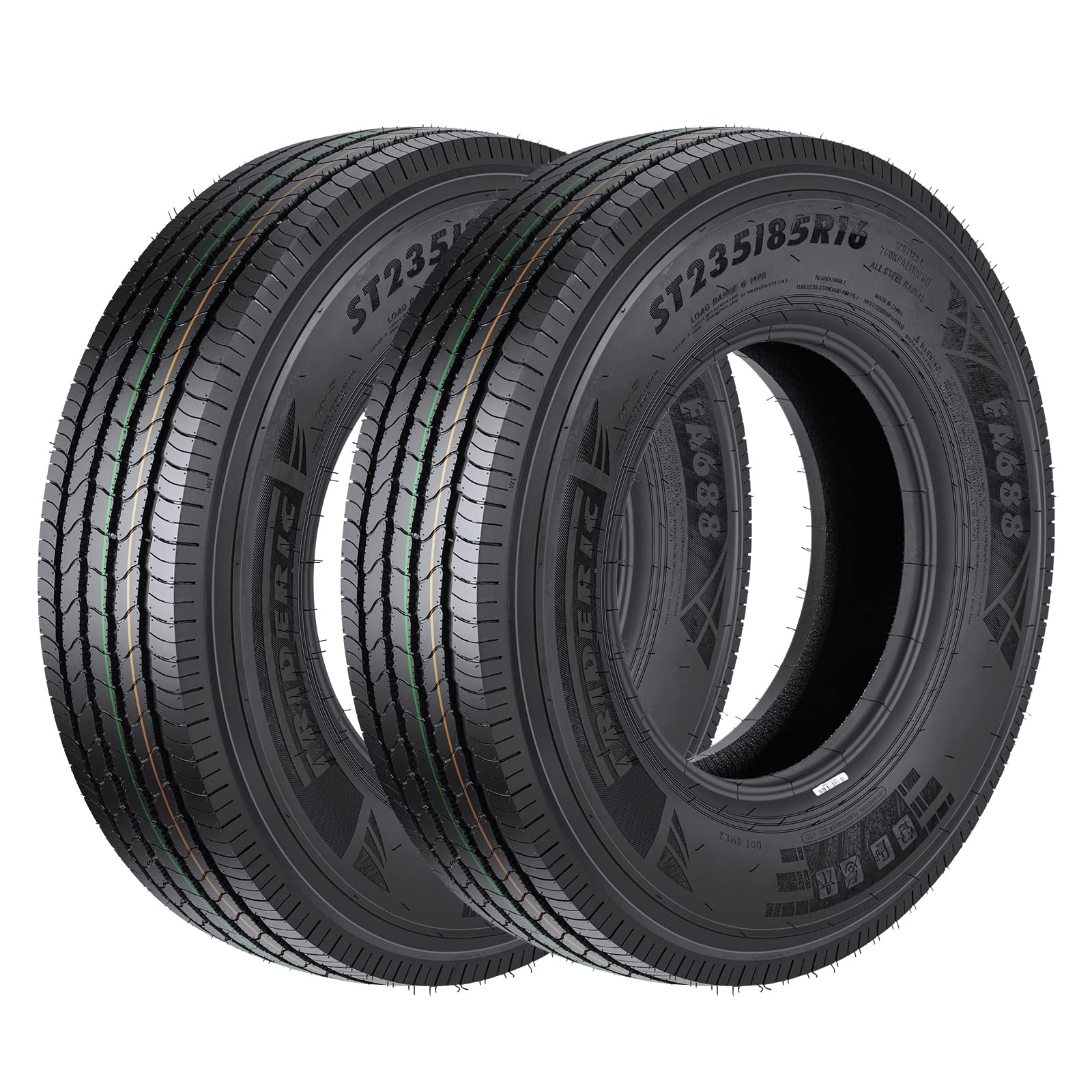 Garvee 2x ST235 - 85R16 14PR Trailer Tire, Load Range G, Class L