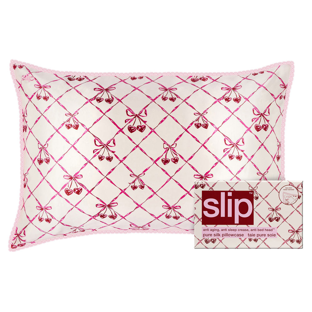 Silk Pillowcase with Lace Trim - Queen