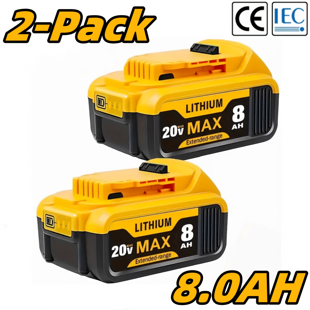 TEMU 1-2-4-6pack 8.0ah Replacement Battery For Compatible With 20v Max Batteries Dcb200 Dcb206 Dcb204 Dcb203 Dcb208 For 20v Cordless Power Tools