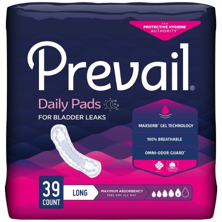 Prevail Bladder Control Pad, Maximum, Long, Bag
