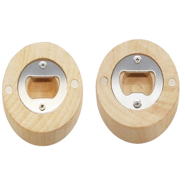 200PCS Can customize Engraving logo Blank DIY Wood Round Bottle Opener Coaster Fridge refrigerator Magnet Decoration