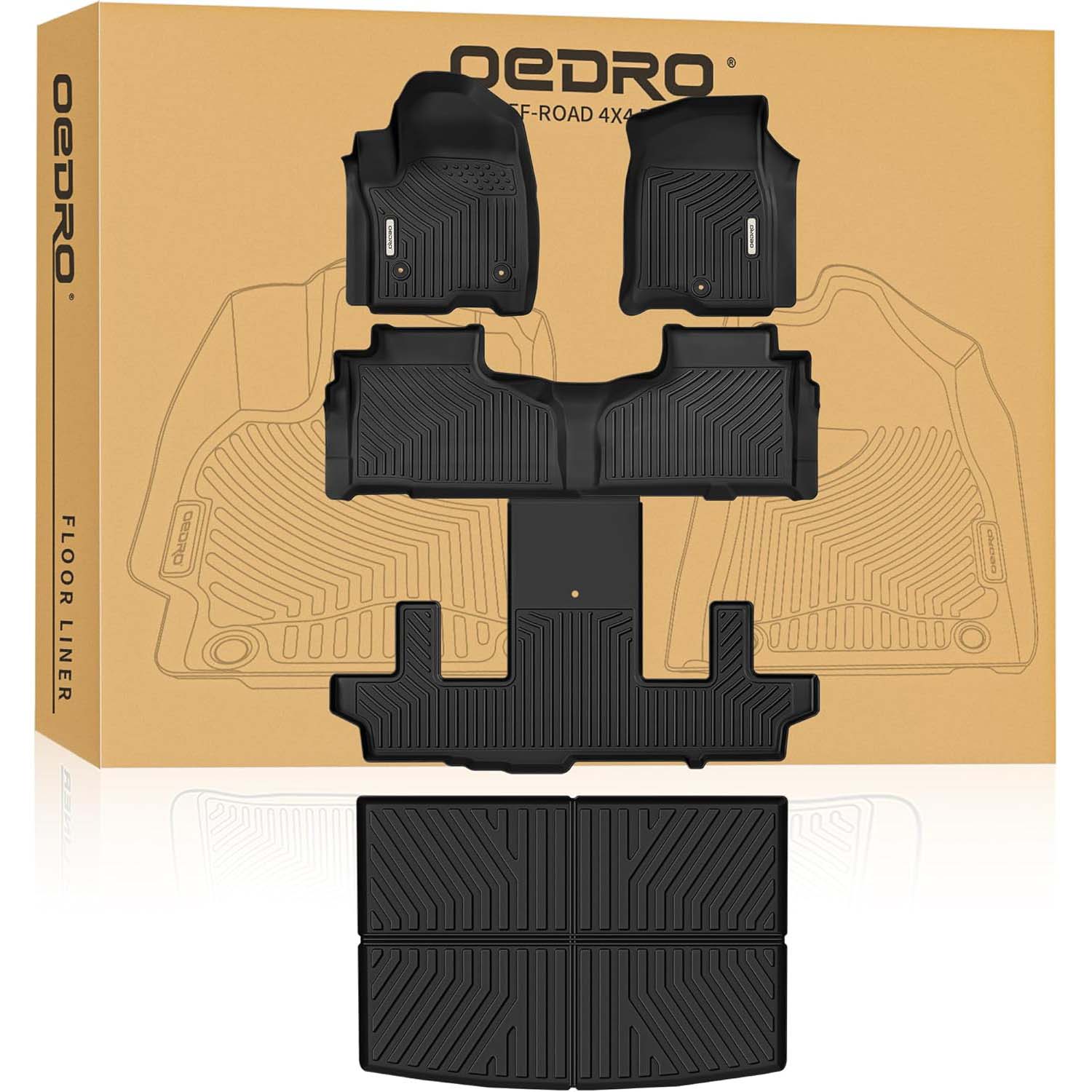 OEDRO® Floor Mats Fit for 2021-2025 Chevrolet Suburban - 2021-2025 GMC Yukon XL Seat Floor Liners Cargo Liners, TPE All Weather Car Mat Set Liners 3 R