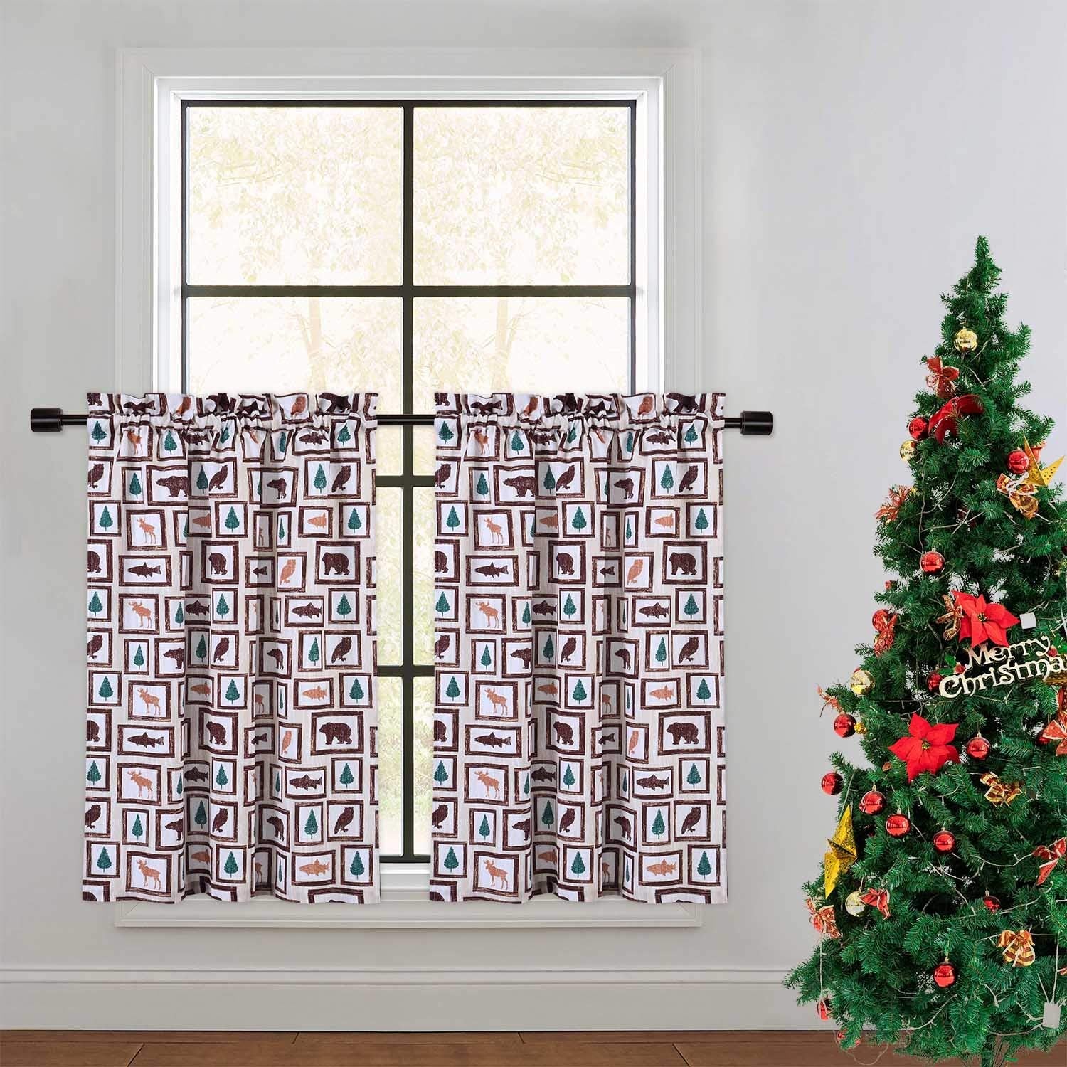 Garvee Tier Curtains for Kitchen, Animals Forest Farmhouse Home Decor Curtains for Cafe Kitchen Bathroom Window Curtains, Animals