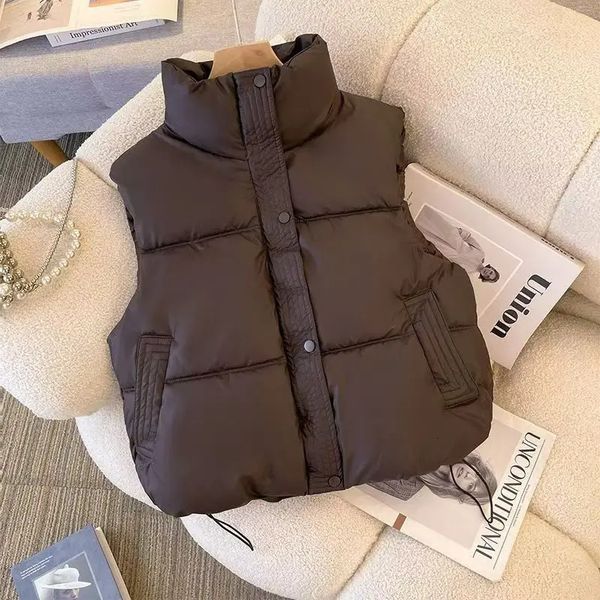 Elegant Chic Womens Winter Down Vest Casual Matching Basic Outerwear Sleeveless Loose Top Office Ladys Solid Padded 250207