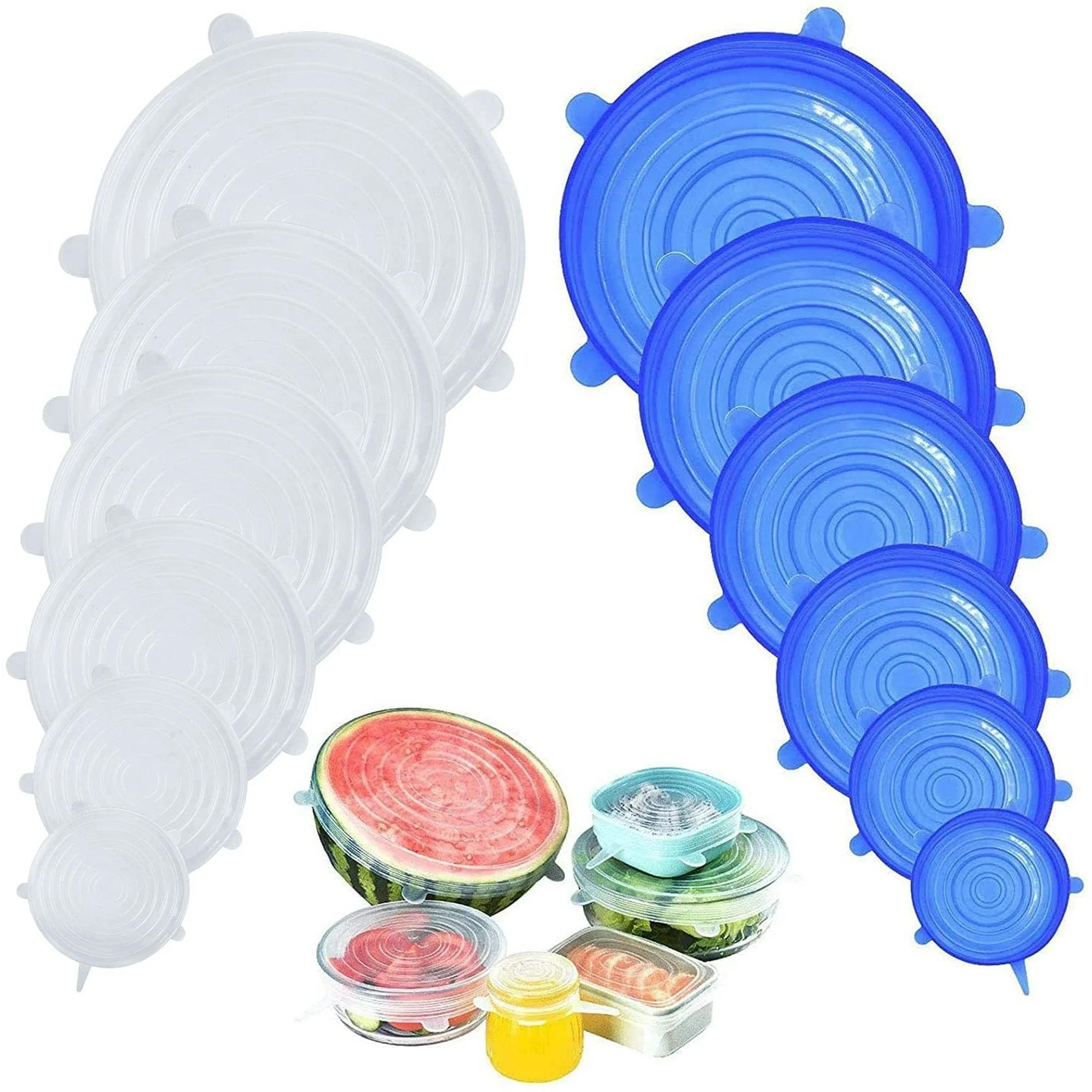 TEMU Silicone Stretch Lids, 12 Pack Of Silicone Food Covers, Bpa Free And Expandable To Fit Shape Of Containers, Dishes, Bowls, Dishwasher, Microwave