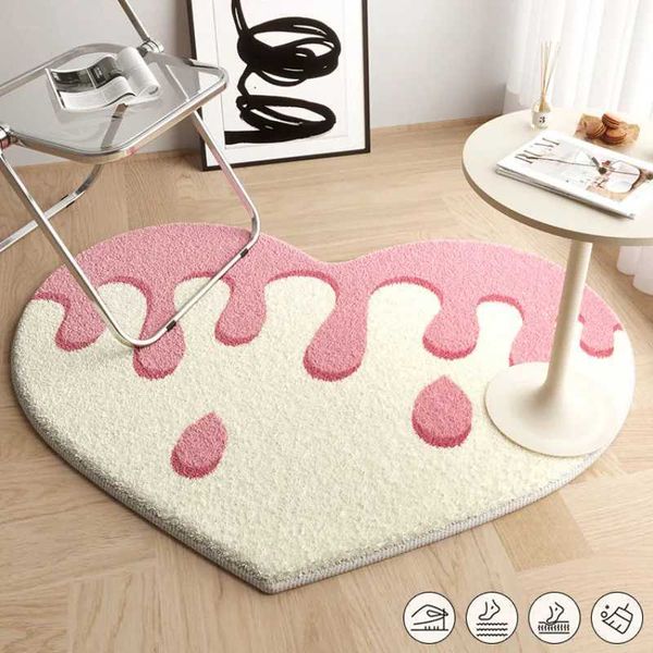 Fashionable Irregular Plush Carpet Lovely Peach Heart Living Room Carpets Home Decoration Bedroom Fluffy Rugs Non-slip Floor MatM240806