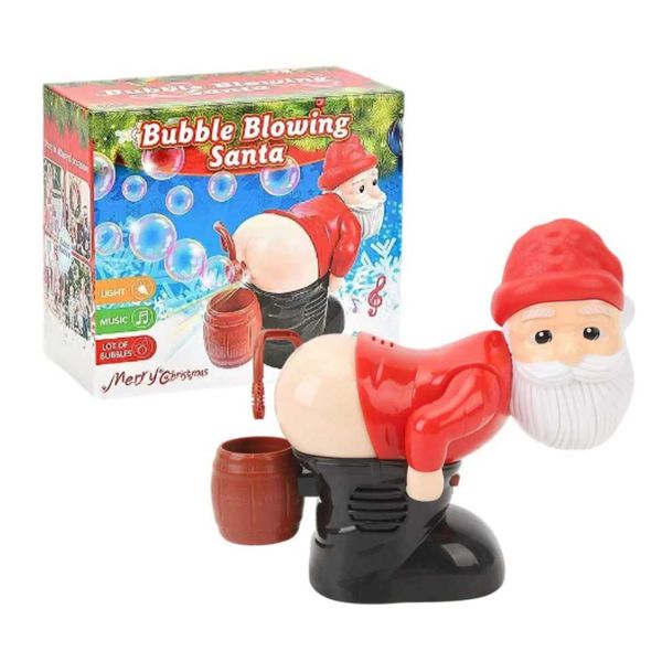 Novelty Games Fun Santa Fart Bubble Blowers Automatic Bubble Machines with Lights Christmas Gift Festival Music Childrens Outdoor Toys Q2411