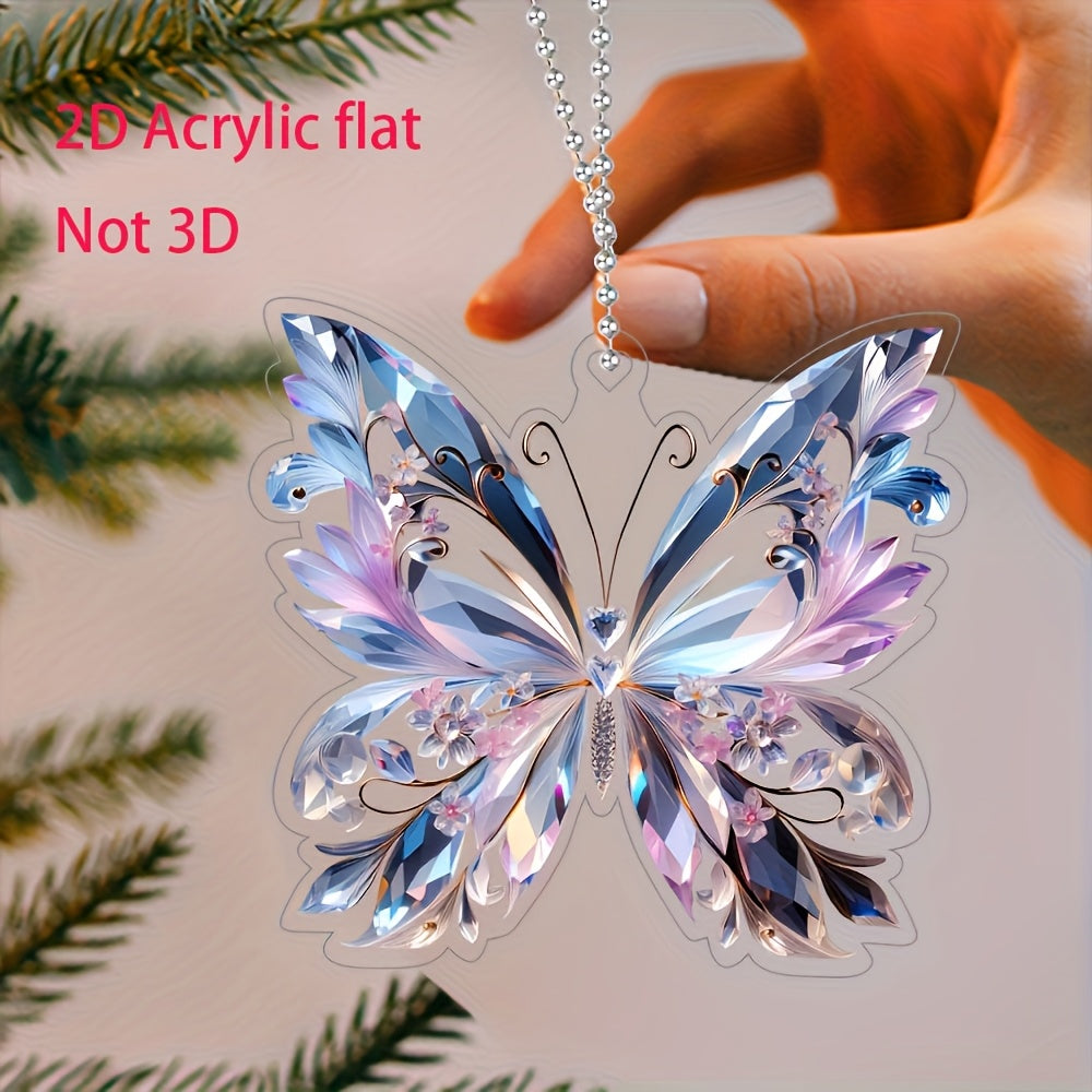 TEMU 2d Flat, Crystal Style Crystal Pendant- 2d Elegant , Color Changing Colors, For Car Rearview Mirror Decoration, Gift, Perfect Gift For