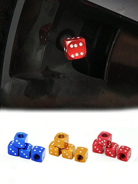 4pcs car tire colorful aluminum alloy dice valve cap dust cap