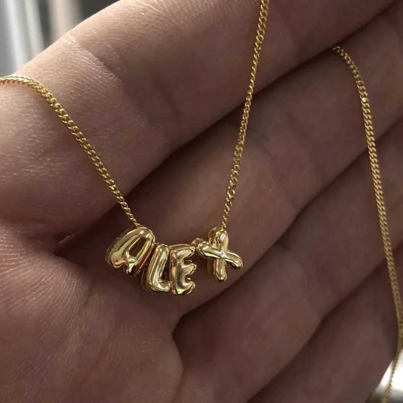 New Mini Bubble Balloon Initial Letter Pendant Necklace Gold Plated Personalized Short and Fat Letter Necklace Charm Jewelry W240918