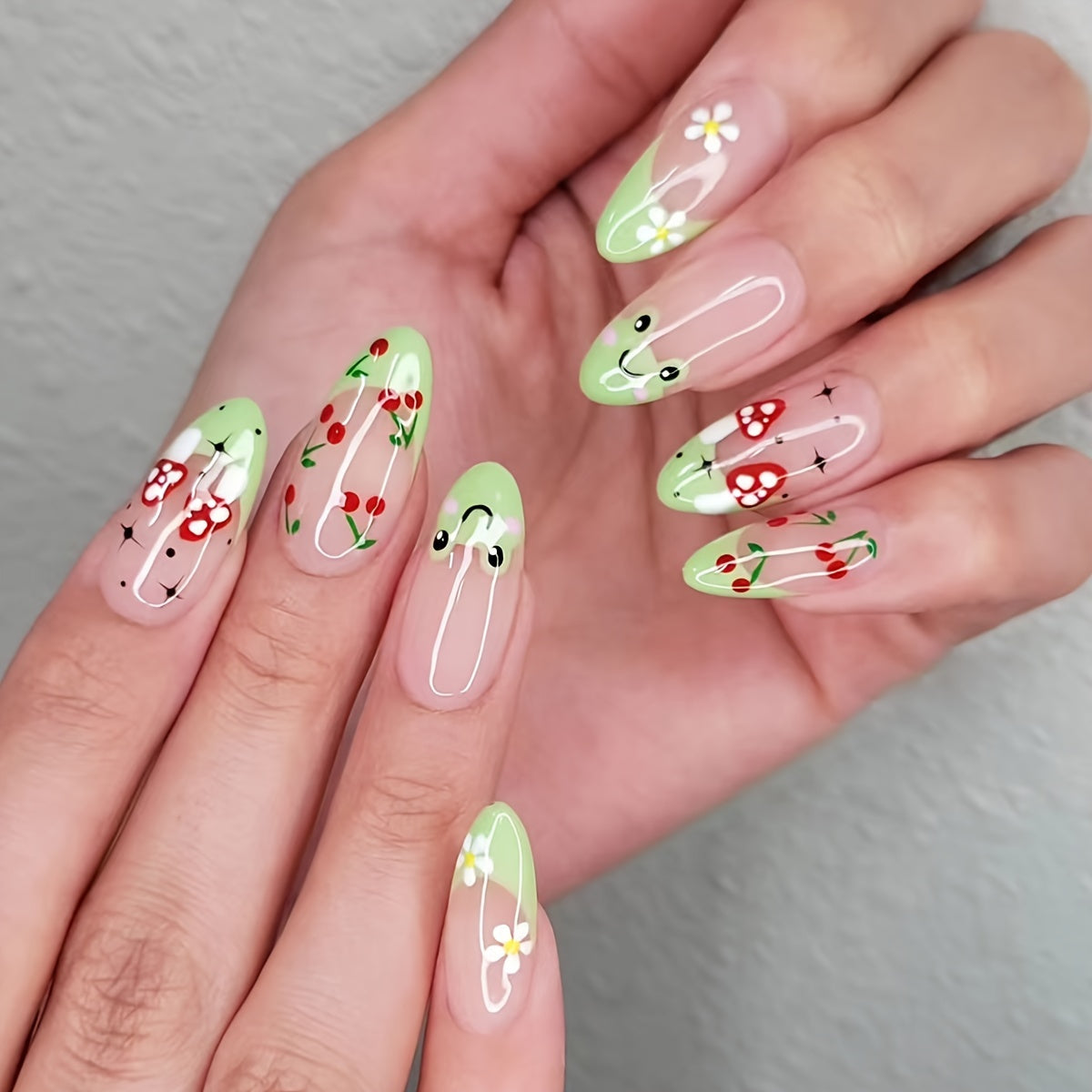 TEMU 24pcs Set Of Wearing Armor Short Cute Frog Cherry High-end Wearing Style Armor Finished Product Is Detachable, Suitable For Women And Girls