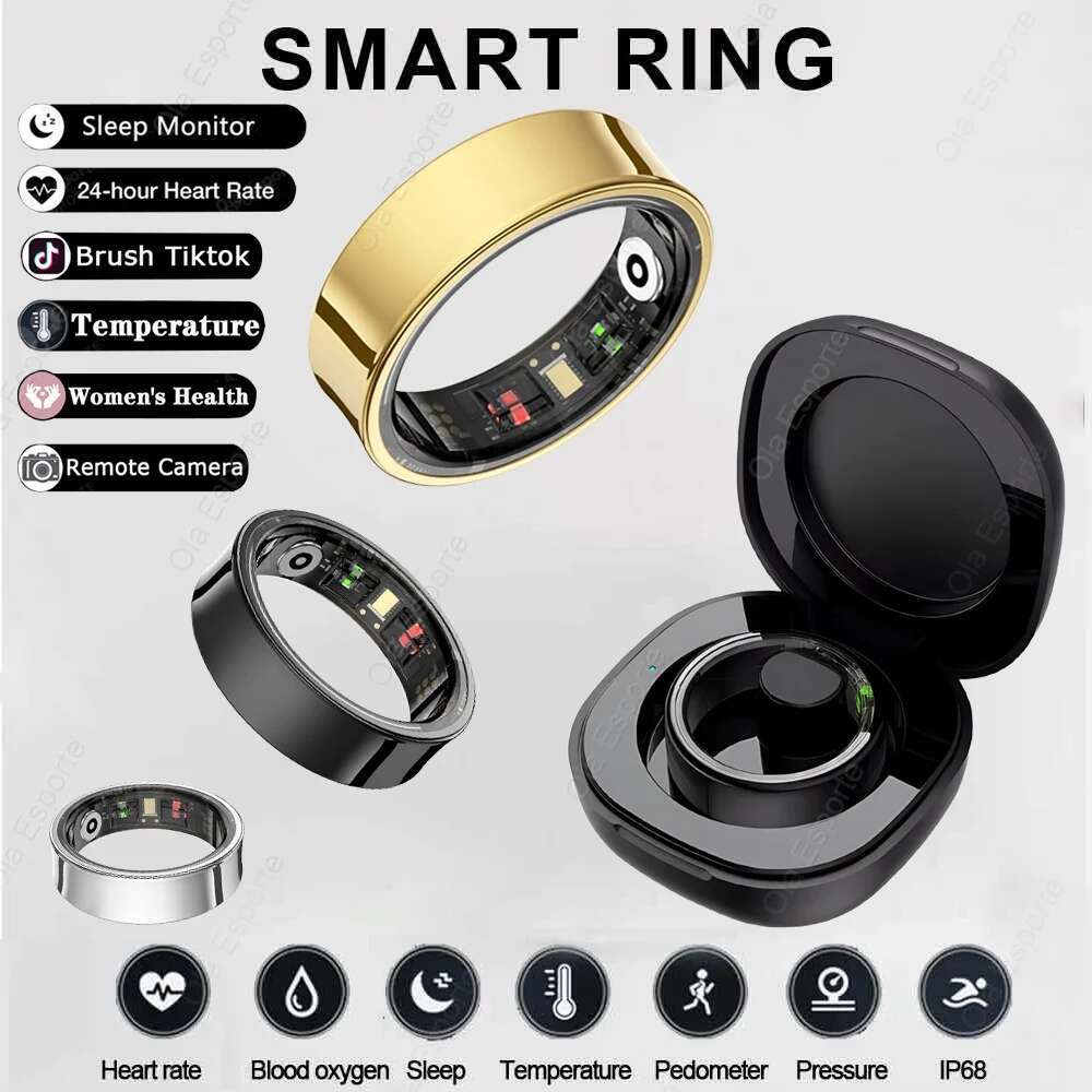 New Samsung Appearance Smart Military Grade Titanium Steel Shell Health Monitor 5Atm Waterproof Multi-Sport Ring For Xiaomi
