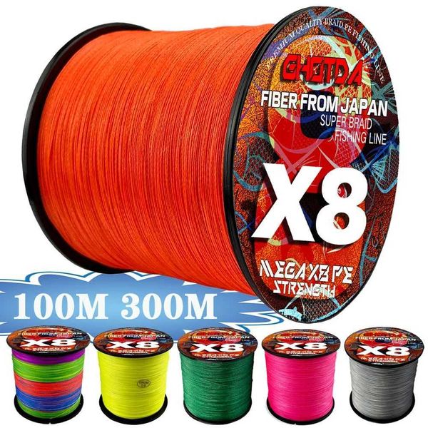 GHOTDA X8 Braided Lure Fishing Lines for JIG Pesca Carp Multiment Fly Wire PE Line Saltwater 100M 300M 8kg-35kg Strong CordXJ241116