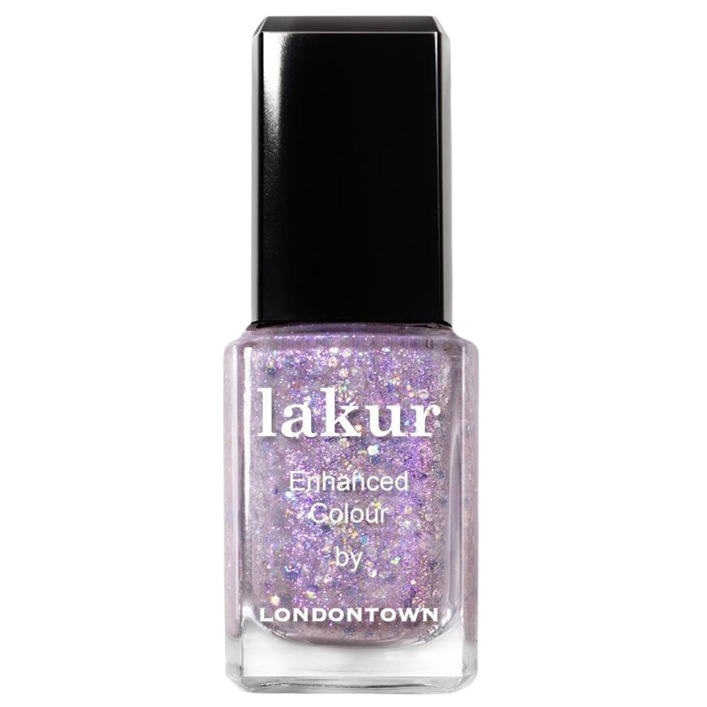 Lakur - Enhanced Colour Nail Polish - Grape Fizz (holographic purple glitter, pearl, and multicolor confetti)