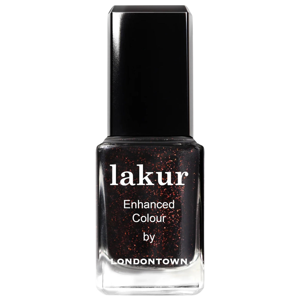 Lakur - Enhanced Colour Nail Polish - Around the Fireplace (deep, copper-flecked brown)
