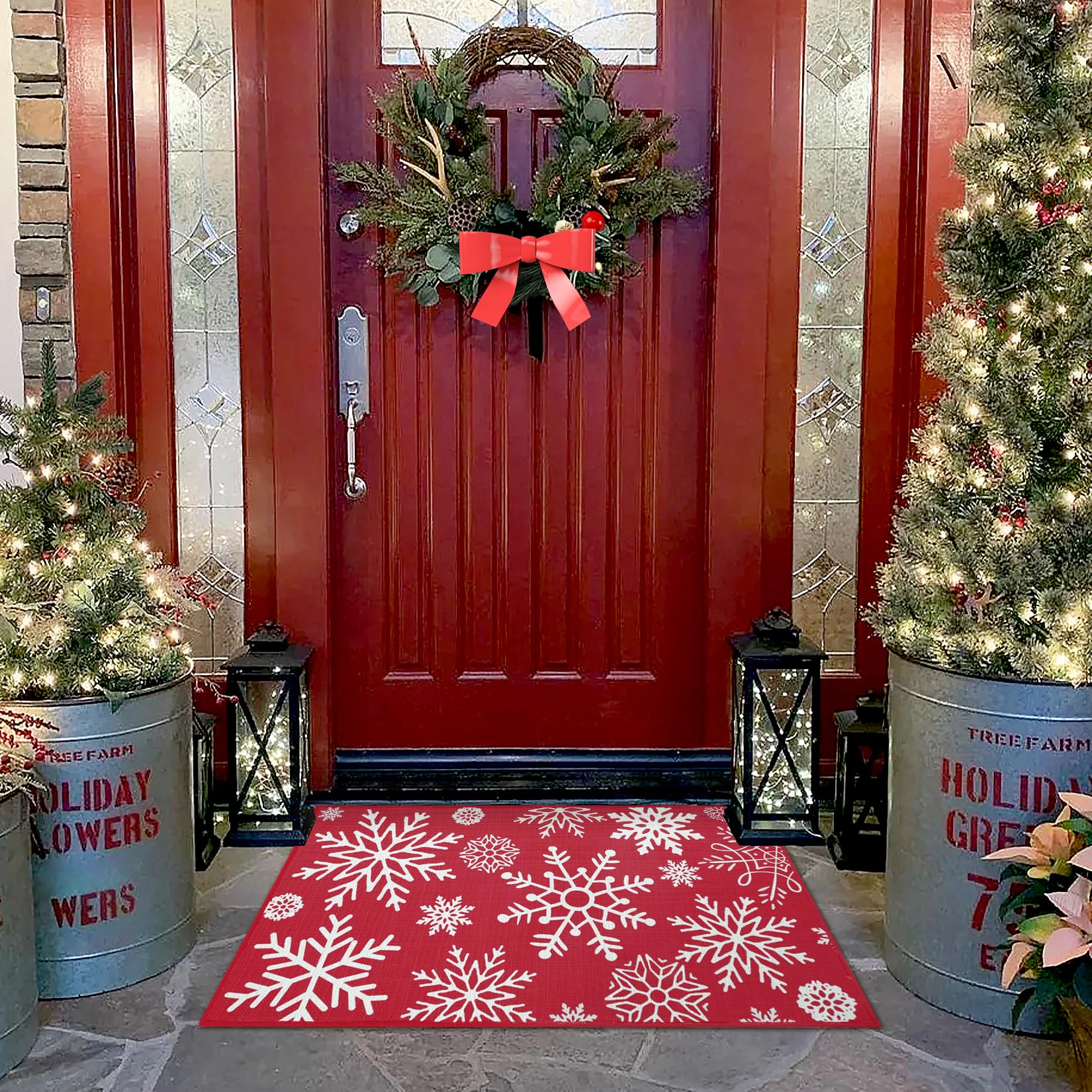 Garvee Christmas Indoor Door mat Large Welcome Doormat Xmas Decorative Throw Indoor Outdoor Door Mat Washable Floor Mats for Bedroom Living Room Kitch