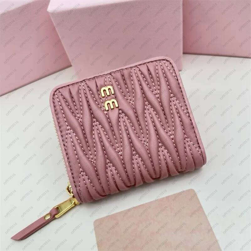 Short Wallets Designer Wallet Pleated Card Holder Purses Holders Genuine Leather Mini Pouch Women Men TOP a2