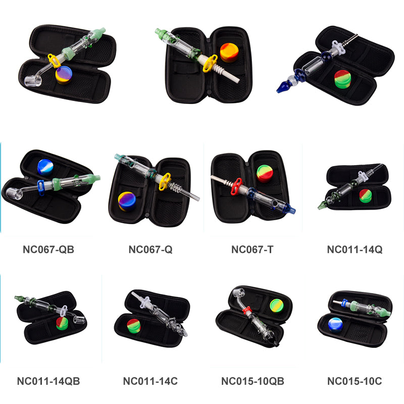 Healthy_Cigarette ZHC014 Dab Rig Nectar Collector Spill-Proof Glass Water Bong Smoking pipe Bag Set Calabash Style Bubbler 10mm 14mm Titanium Quartz