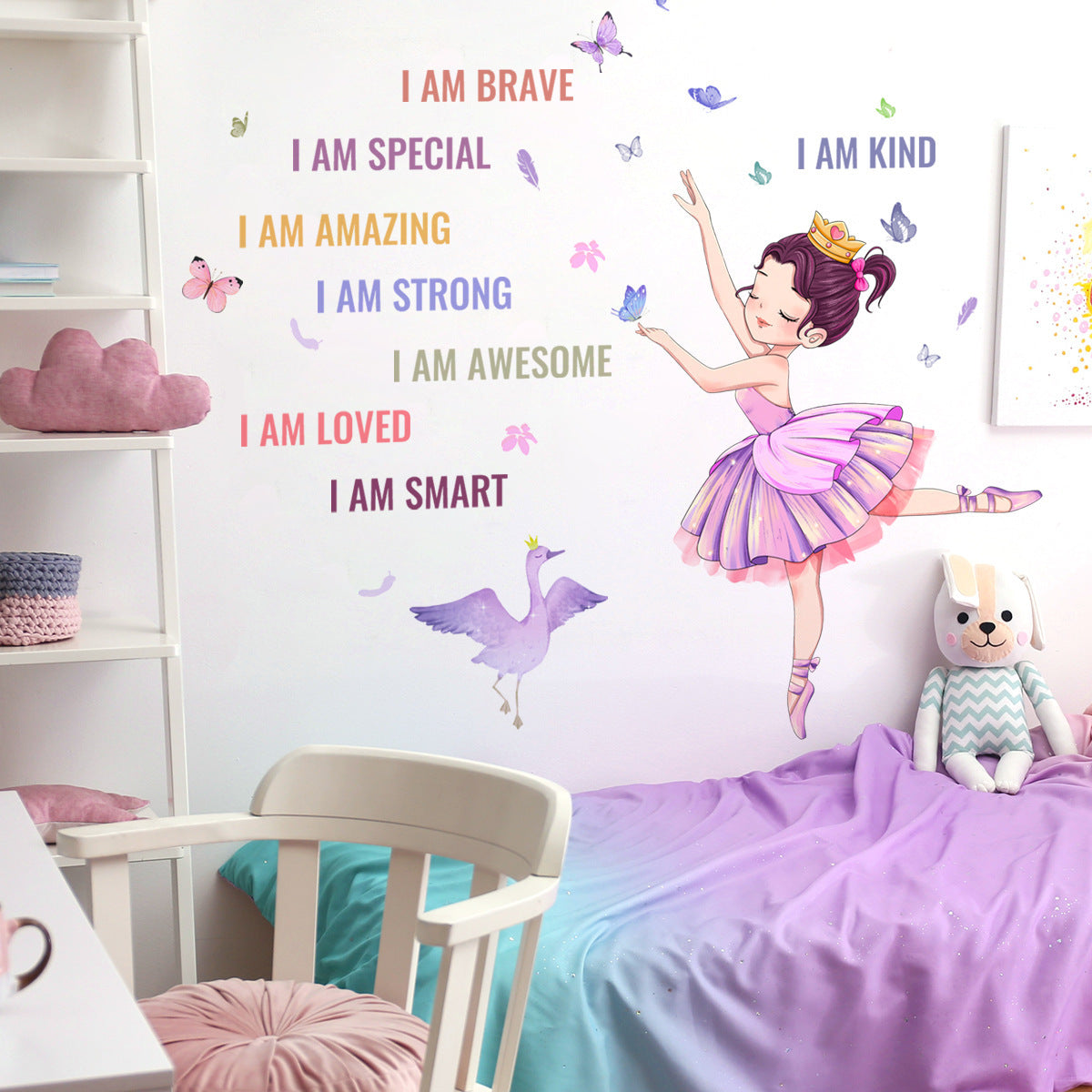 TEMU Inspirational Ballet Dancer & Wall Decals - Self-adhesive, Plastic Stickers With Motivational Quotes For Girls' Bedroom & Home Decor, Bedroom