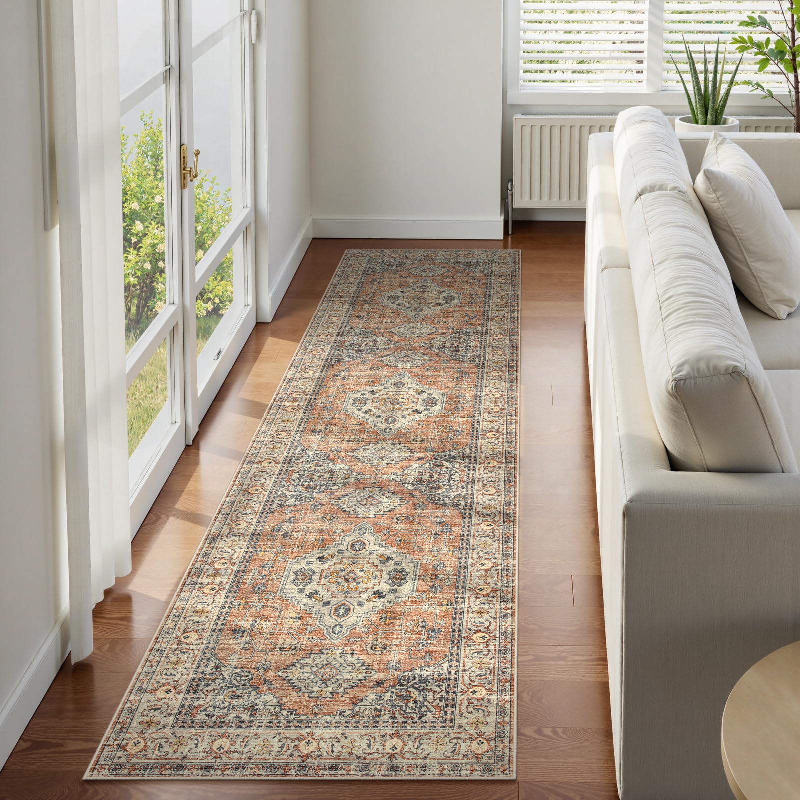 Lahome Oriental Washable Runner Rug Non Slip, 2x7 Rug Runners for Hallways Non Slip Vintage Ultra-Thin Soft Long Carpet for Kitchen Laundry Room Bedro