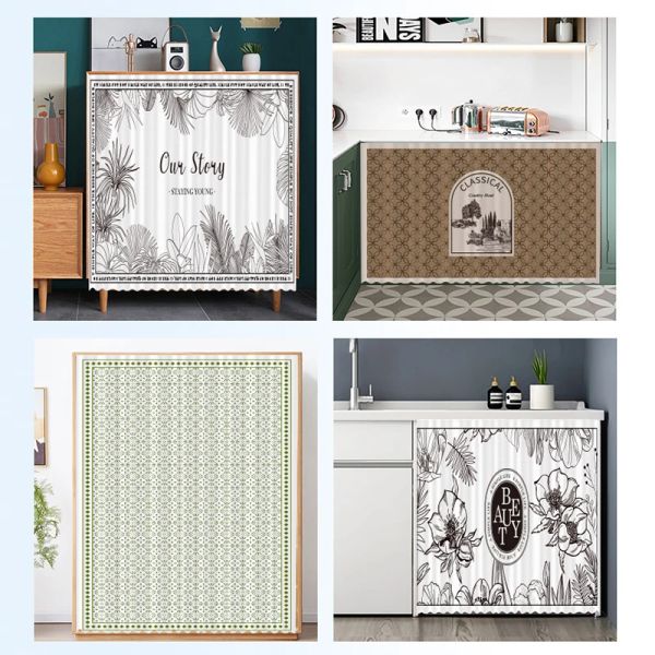 Dustproof Cupboard Wardrobe Curtain Nordic Cabinet Kitchen Curtains Kitchen Wardrobes Bookcases Cover Home Decor Rideau