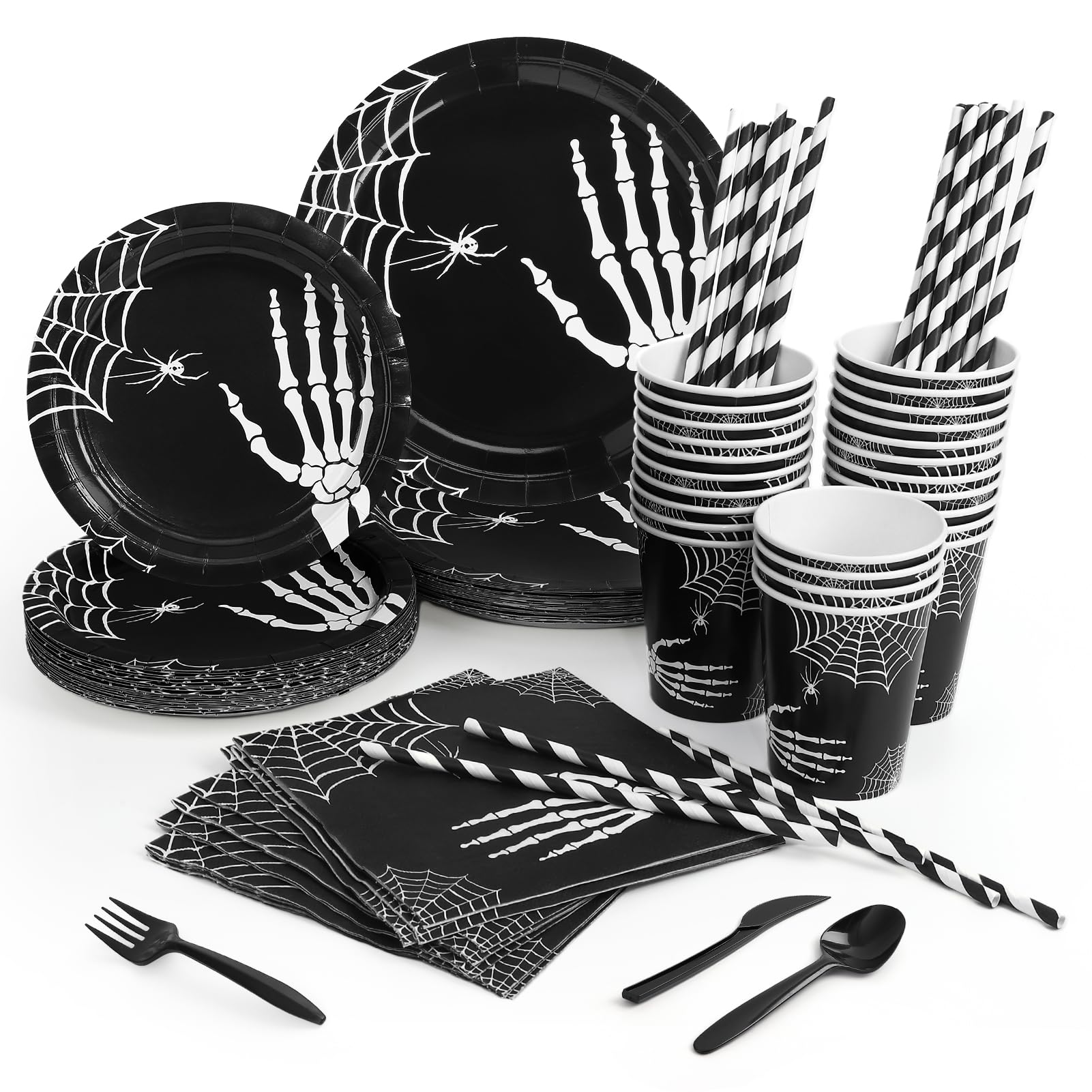 Garvee 200 pcs Christmas Elk Tableware Set for Xmas Party Supplies, Disposable Paper Plate Set with Plates Cups Napkins Straws Spoons Forks Knives, Xm