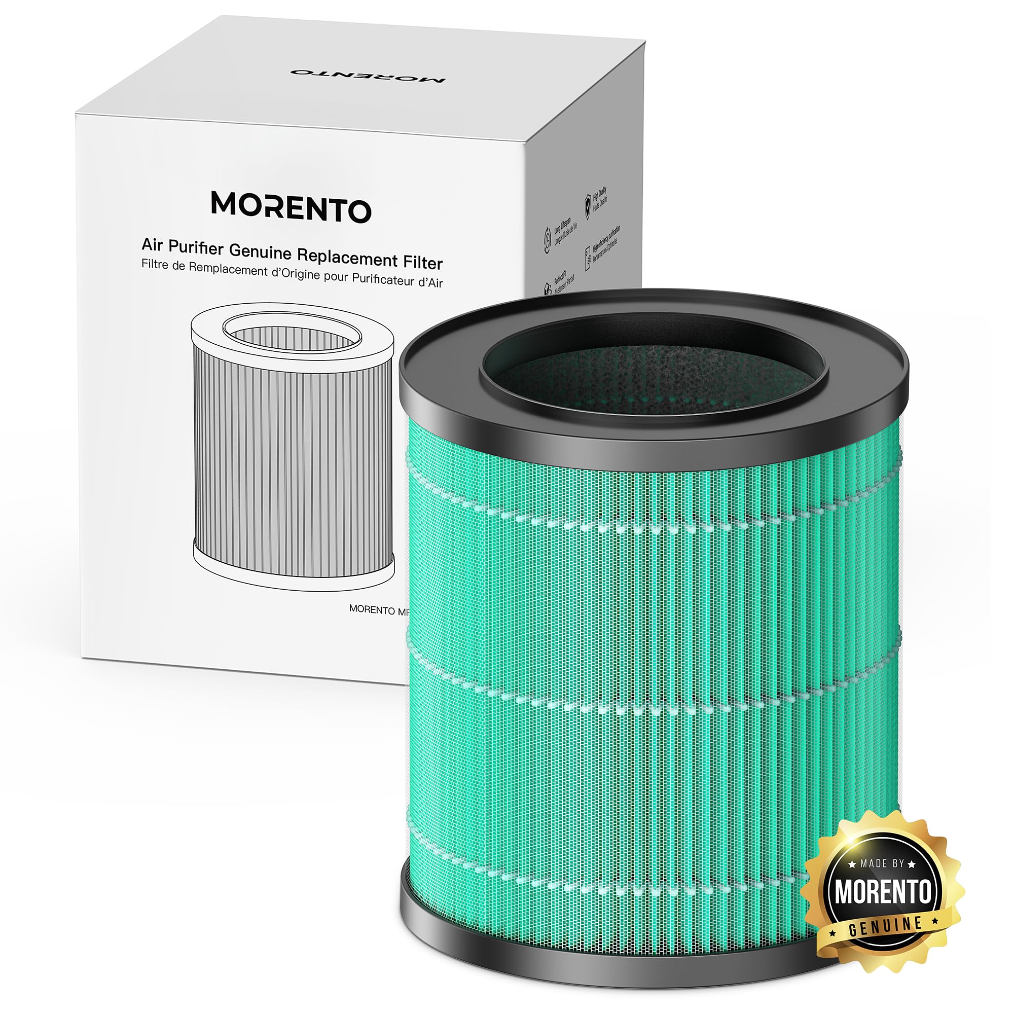 MORENTO 1 Pack MR2566 Genuine Air Purifier Replacement Filter for MR2566 Air Purifier, Pet Dander Version MR2566Filter