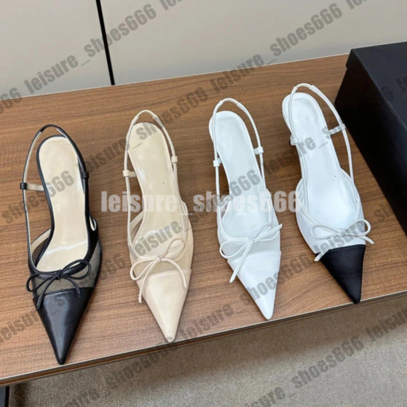 Calf Patent leather slingback pumps High heels metal buckle-embellished sandals 7cm kitten heel Slingbacks women&#039;s Designer pointed toe Evening