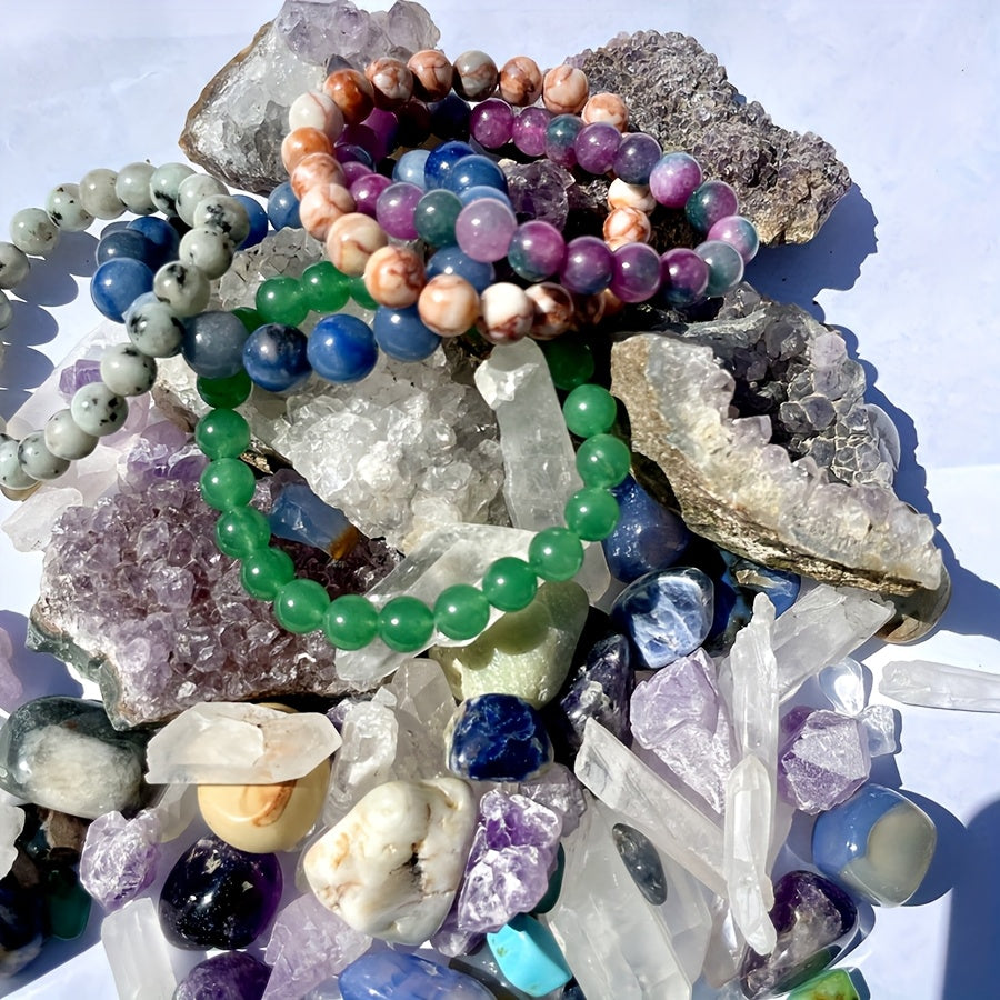 TEMU Natural Minerals And Crystals, Amethyst And Quartz, Crystal Bead Bracelets, Crystal Jewelry, Crystal Gifts For Home Decoration, Halloween And