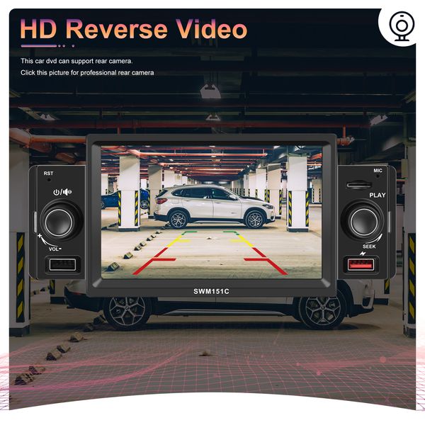 Car Radio AMPrime 1 Din 5 Inch Touch Screen Multimedia MP5 Player Carplay&Android Auto MirrorLink Universal Car Stereo Autoradio MP play&And