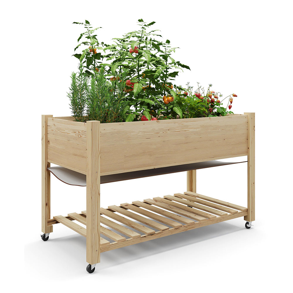 Garvee Wooden Raised Garden Bed with Legs,Elevated Raised Planter Box Outdoor for Growing Vegetables and Herbs,Sturdy Raised Table Garden Bed with Whe