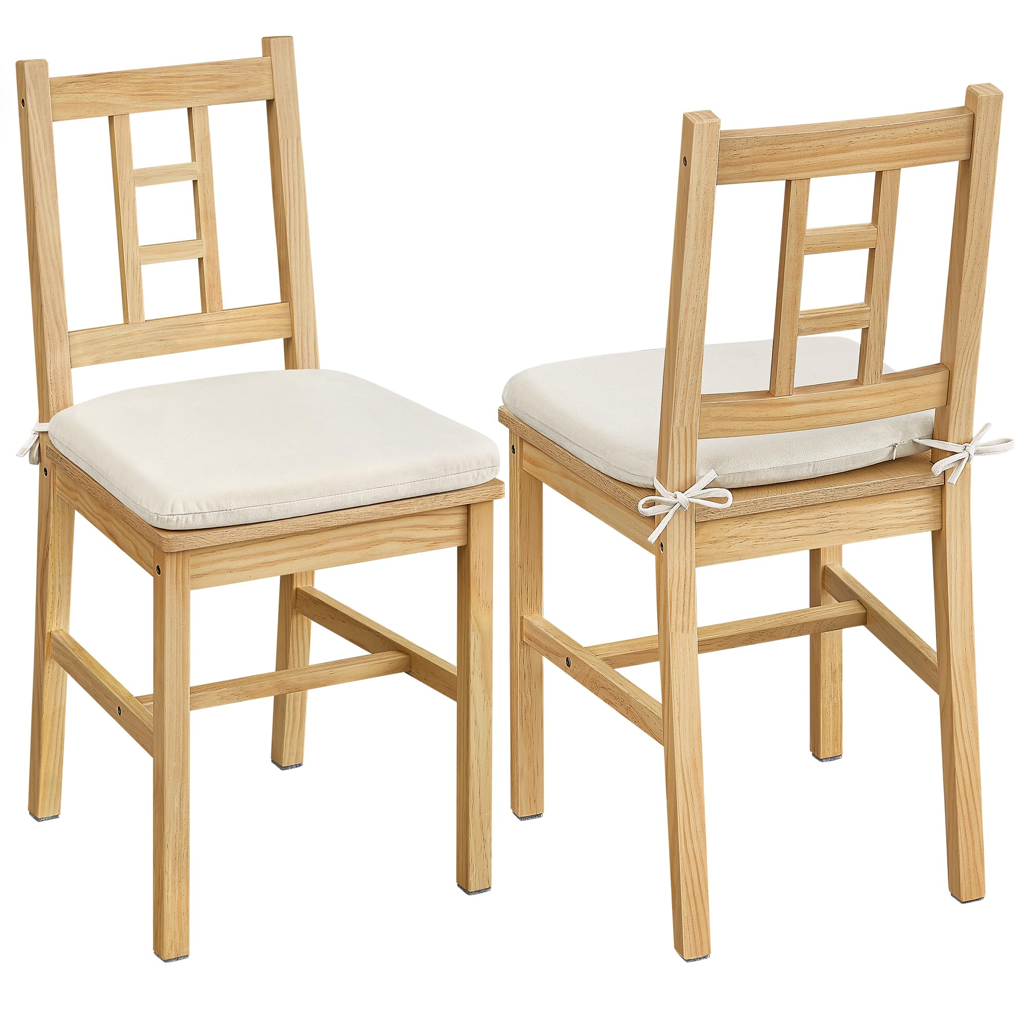 VASAGLE Wooden Dining Chairs, Set of 2, Kitchen and Dining Room Chairs, Removable Cushion, Curved Back, Each Supports 264 lb, Golden Oak UKDC150N01 Go