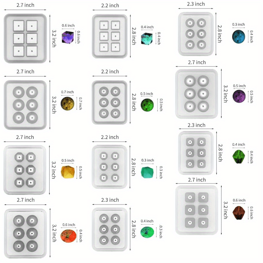 TEMU 12pcs- Set Round Beads Resin Silicone Mold With Hole For Gemstone Cabochon Jewelry Casting, Pendants
