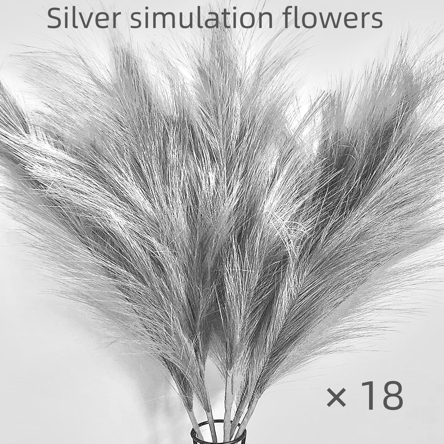 TEMU 18pcs Silver Artificial Pampas Grass Bouquet, Vase Filler, Home Kitchen Decoration, Tabletop Arrangement, Wedding, Holiday, Party, Decorations,