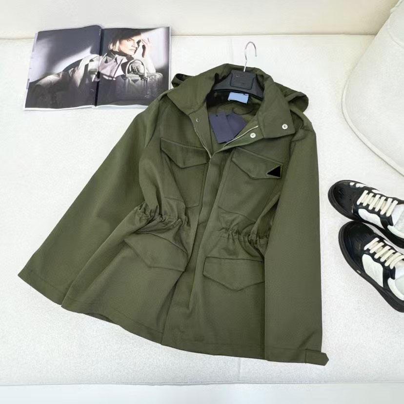 Womens Jacket Long Coats Hoodie Tops Trench Wind Coat Jackets Classic Woman Hooded Designer Shirts Belt Slim Windbreaker Pocket Coats S-L