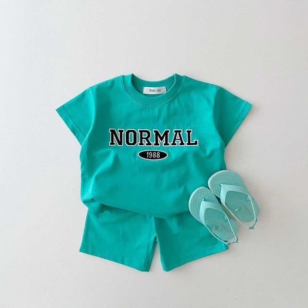 Clothing Sets Baby girl boy set cotton embroidered childrens clothing set childrens sports T-shirt childrens top and shorts 2PCS summer setL
