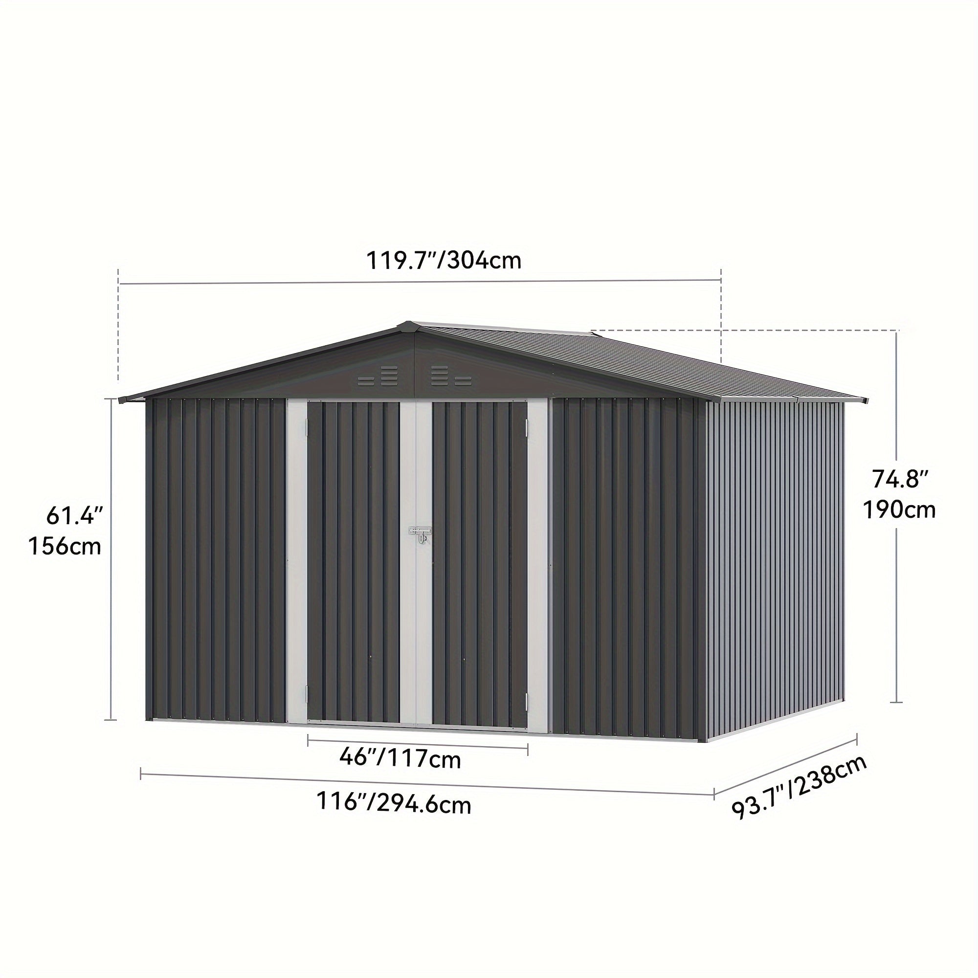 TEMU Balconera Large Metal Outdoor Storage Shed, Heavy Duty Tool Storage Sheds House With Lockable Doors & Air Vent For Backyard Patio Lawn To Store