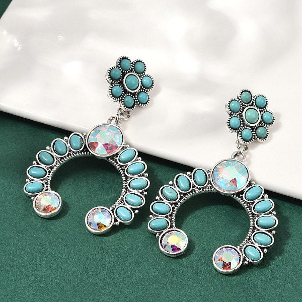 Boucles d'oreilles pendantes en alliage de turquoise synthétique