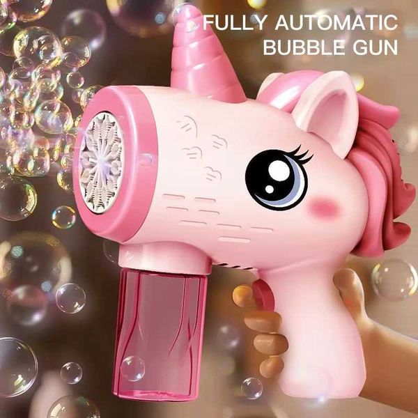 New Electric Bubble Gun Toy Bubble Machine with Light Automatic Soap Hairdryer Summer Outdoor ParTY Games Childrens GiftsW240902658