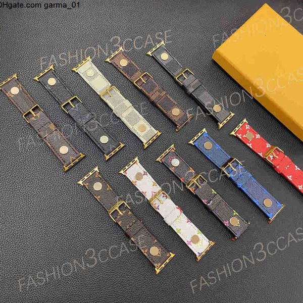 Designer Watch Fashion Straps 38 40 41 42 44 45 49 mm for Smart Watches Series 2 3 4 5 6 7 Luxury PU Leather Print Pattern Bands Deluxe Watc