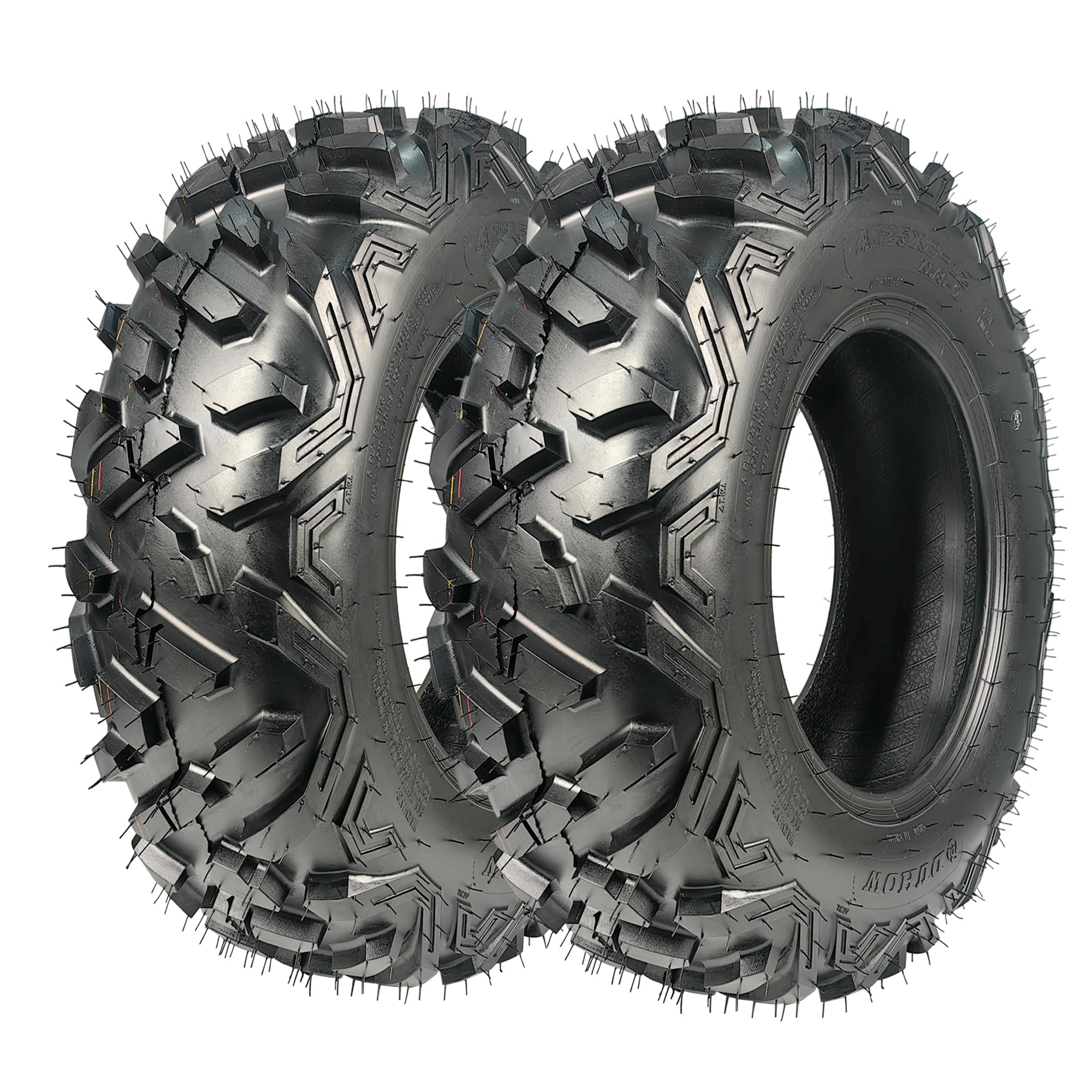 Garvee 25x8-12 ATV Tires All Terrain 6PR Heavy Duty Tubeless for Trail Mud Rock Off-Road 25x8x12 Black Pack of 2