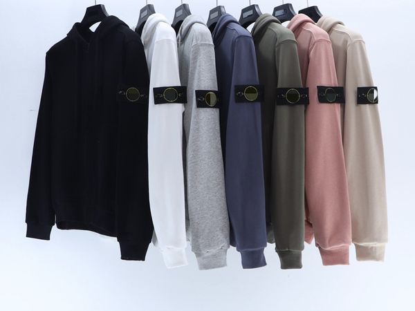 Men Stone Removable Armband Logo Outdoor Sweatshirt Jacket Pullover Pace-up Cardigan Hoodie