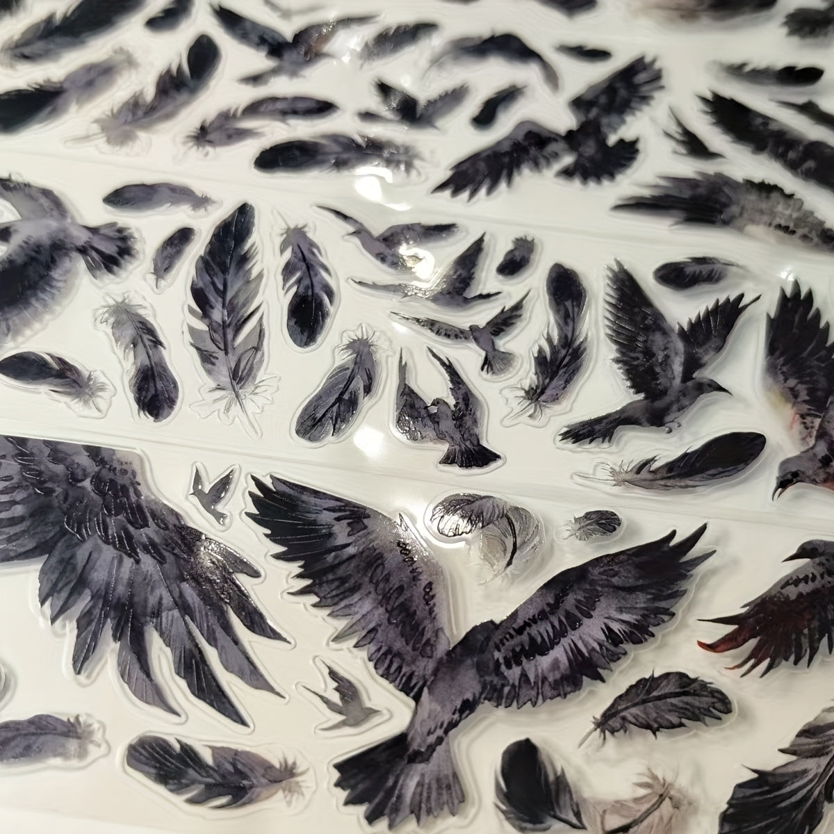 TEMU 100cm Dark Gothic Crow Roll Stickers - Vinyl Decals, No Cutting Needed, Glossy Gothic Bird Patches For Journals, Diy Crafts, Phone Case,