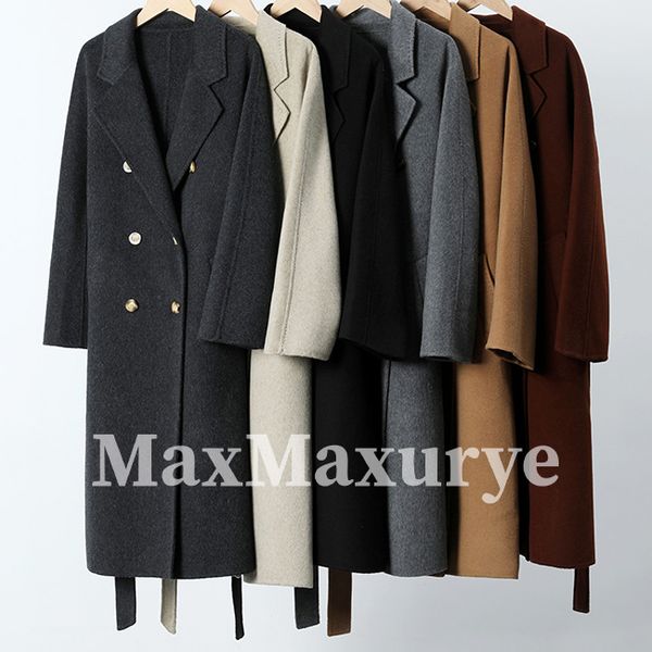 Double-breasted belt Double-sided wool coat Women&#039;s fall-winter high-end suit collar wool coat