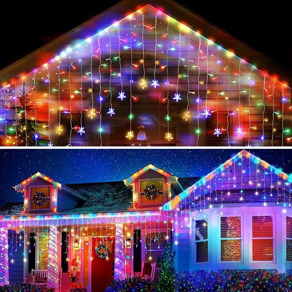 Christmas decorative lights outdoor 20m 864 LED street lights garden ice lights outdoor waterproof curtains fairy string lights X241114