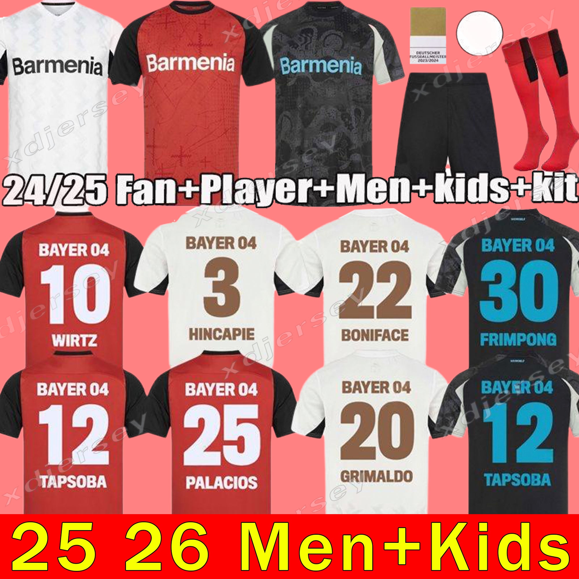 25 26 Soccer Jerseys WIRTZ BONIFACE HINCAPIE HOFMANN TAPSOBA SCHICK PALACIOS FRIMPONG GRIMALDO 2025 2026 Home Away 3rd Mens Football Shirts