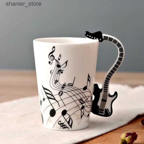 Mugs Novelty Music Note Cup Ceramic Guitar Coffee Cup Personalized Tea-Milk-Juice-Lemon Water Bottle Christmas Gift L240910